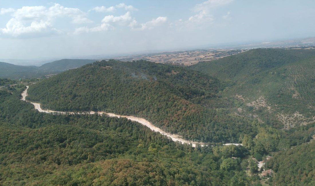 BURSA'NIN MUSTAFAKEMALPAŞA İLÇESİNDE ÇIKAN ORMAN YANGINI BÜYÜMEDEN KONTROL ALTINA ALINDI.