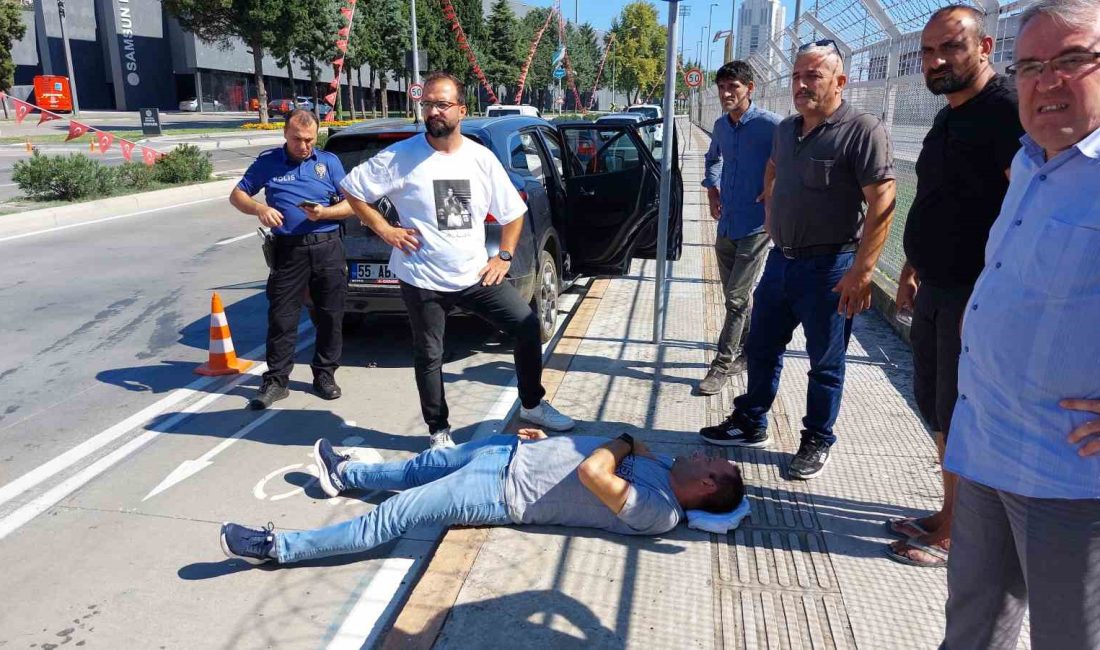 SAMSUN'DA SAMSUN'DA DOLMUŞ MİNİBÜS İLE ÇARPIŞAN OTOMOBİLİN SÜRÜCÜSÜ HASTANELİK OLDU.