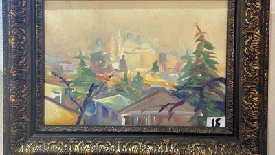 IRGANDI KÖPRÜSÜNDE RESSAM ERTUĞRUL TOPSAKAL'IN YAĞLI BOYA ESERLERİ SANATSEVERLERLE BULUŞUYOR.