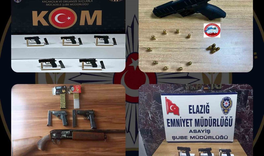 ELAZIĞ’DA POLİS EKİPLERİNİN YAPTIĞI ÇALIŞMADA 12 ADET RUHSATSIZ TABANCA VE