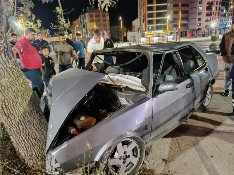 ELAZIĞ’DA OTOMOBİLİN AĞACA ÇARPMASI SONUCU 4 KİŞİ YARALANDI.