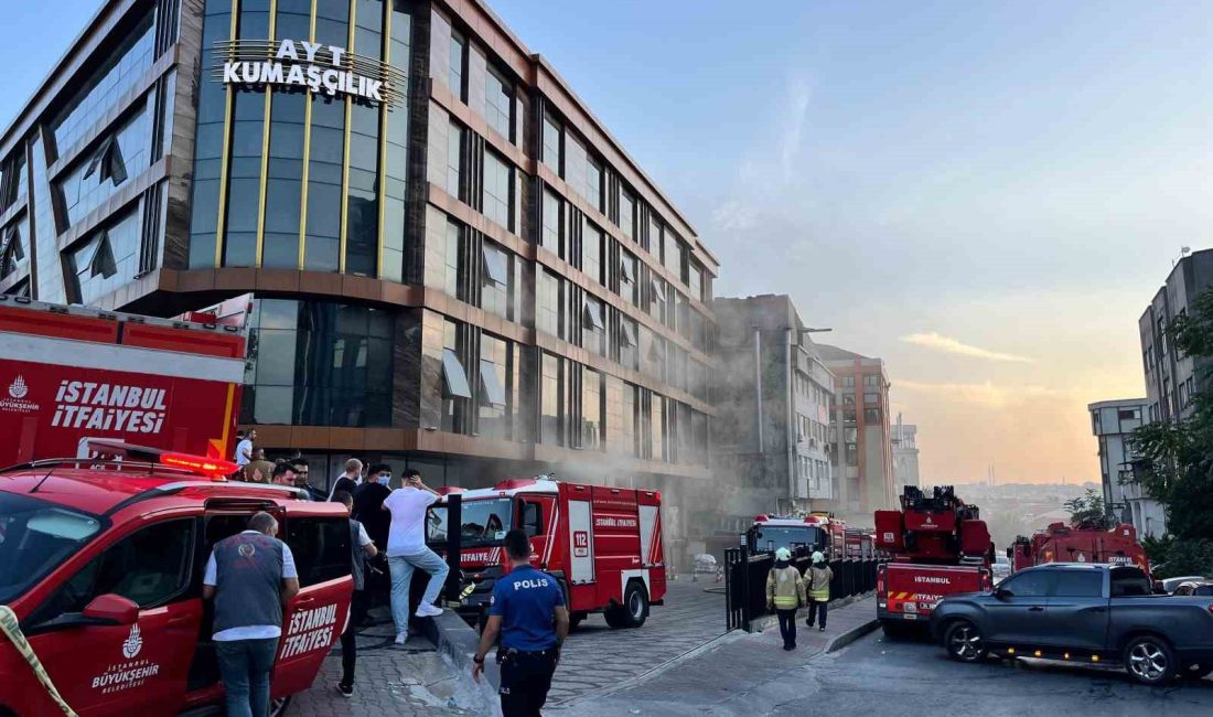 İSTANBUL GÜNGÖREN'DE 4 KATLI KUMAŞ İMALATHANESİNİN -3. KATINDAKİ DEPODA ÇIKAN