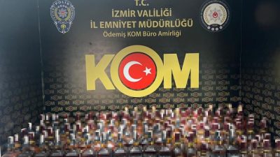 İZMİR'İN ÖDEMİŞ İLÇESİNDE BİR ADRESE GERÇEKLEŞTİRİLEN OPERASYONDA, 191 ŞİŞE KAÇAK
