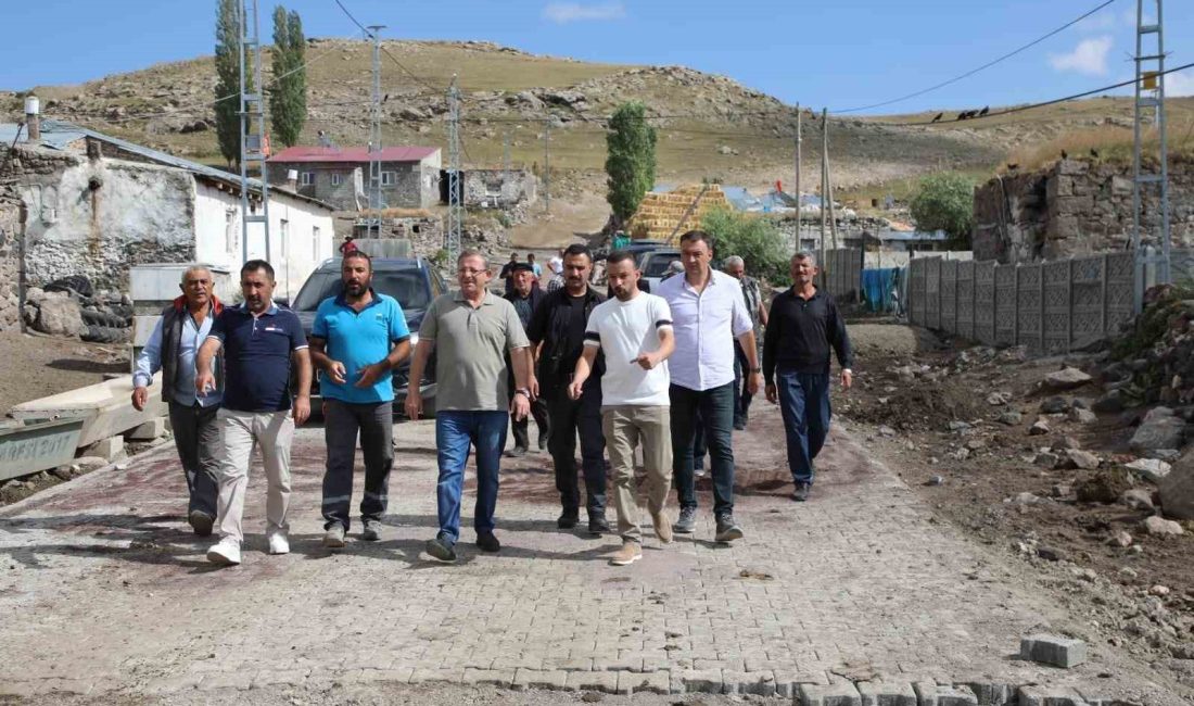 KARS'TA KÖY YOLLARINA KİLİTLİ PARKE TAŞ YAPILIYOR(KARS-İHA)