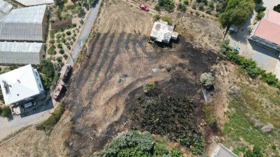 GAZİPAŞA'DA OTLUK ALANDA ÇIKAN YANGIN MUZ BAHÇESİNE ŞIÇRADI, OKUL PANİĞE