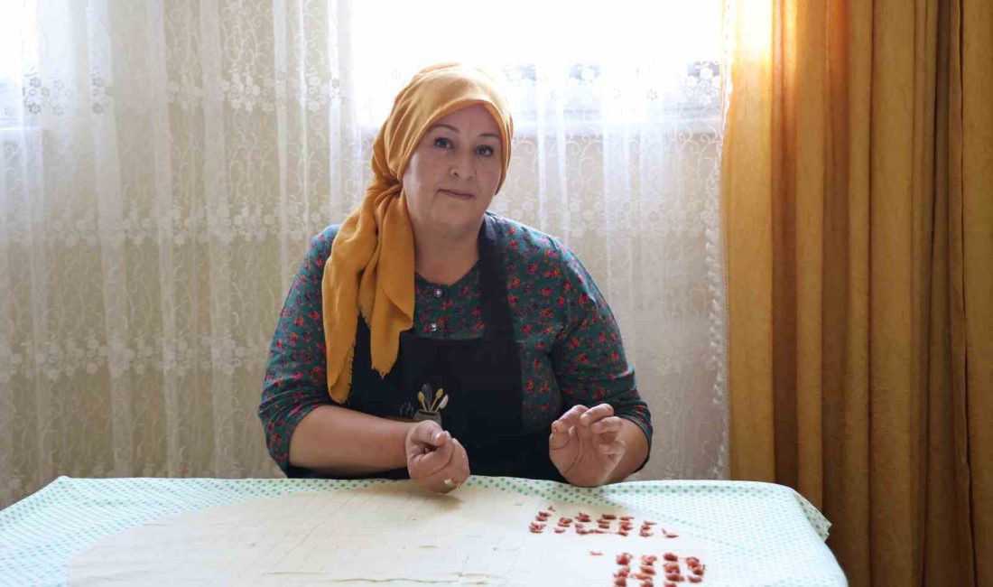 SİVAS’IN ŞARKIŞLA İLÇESİNDE YAŞAYAN RUKİYE YILMAZ, SEVEREK YAPIP YEDİĞİ HAMUR