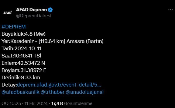 AFET VE ACİL DURUM YÖNETİMİ BAŞKANLIĞI (AFAD), BARTIN'IN AMASRA İLÇESİNİN
