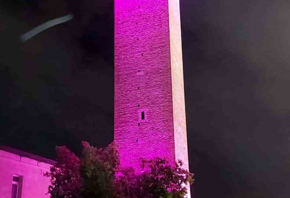 ADANA'DAKİ BÜYÜK SAAT KULESİ MEME KANSERİNDE FARKINDALIĞA DİKKATİ ÇEKMEK AMACIYLA