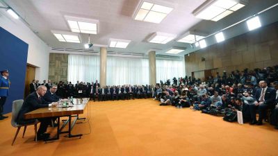 CUMHURBAŞKANI RECEP TAYYİP ERDOĞAN, SIRBİSTAN CUMHURBAŞKANI ALEKSADAR VUCİC İLE DÜZENLEDİĞİ