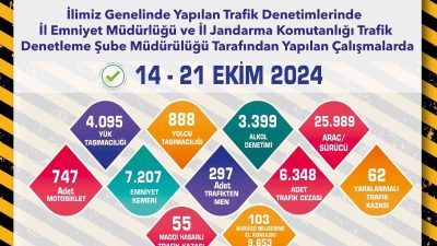 ESKİŞEHİR'DE POLİS VE JANDARMA EKİPLERİNCE YAPILAN TRAFİK DENETİMLERİ SONUCUNDA 25