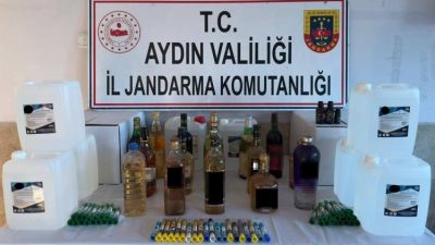 AYDIN'IN NAZİLLİ İLÇESİNDE JANDARMA EKİPLERİ TARAFINDAN GERÇEKLEŞTİRİLEN KAÇAK ALKOL OPERASYONUNDA