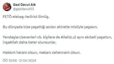 SAMSUN GARNİZON KOMUTANI TÜMGENERAL DAVUT ALÂ, FETÖ ELEBAŞI FETULLAH GÜLEN’İN