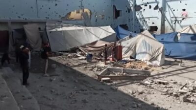 İsrail ordusunun Gazze Şeridi’nin merkezindeki Nuseyrat Mülteci Kampı’nda sivillerin sığındığı