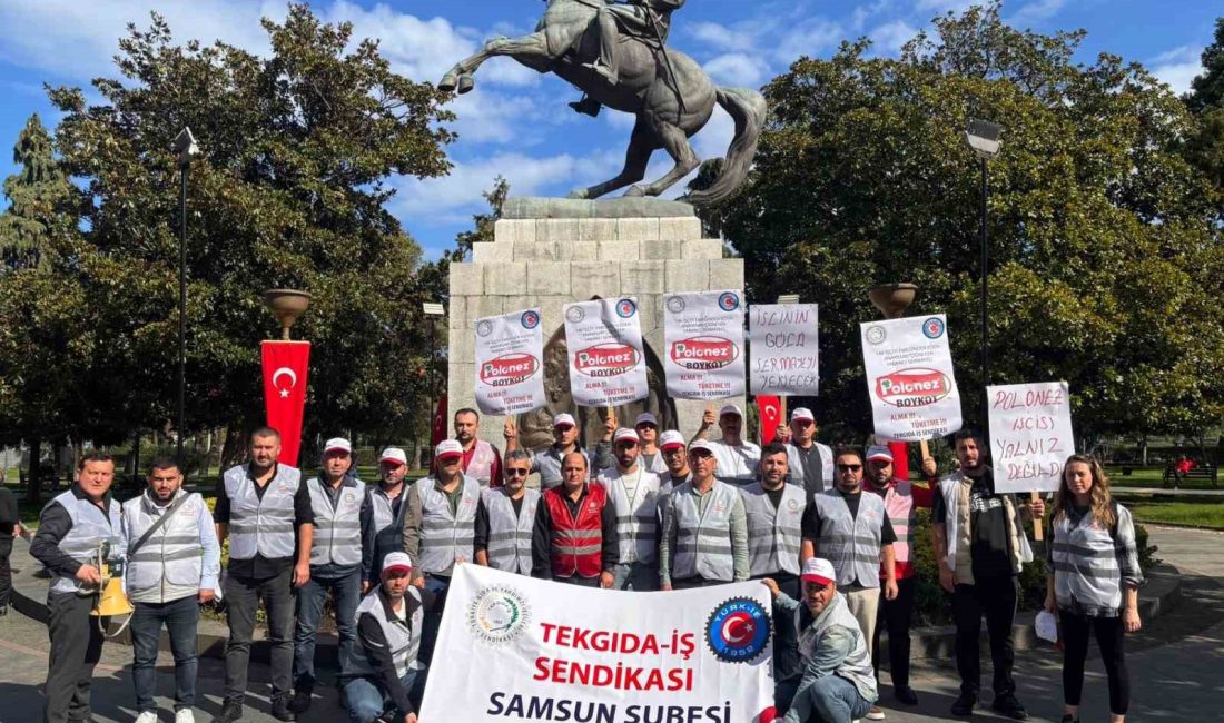 İSTANBUL'DA SENDİKALAŞTIKLARI NEDENİYLE İŞTEN ÇIKARILAN GIDA İŞÇİLERİ İÇİN SAMSUN'DA TEKGIDA-İŞ