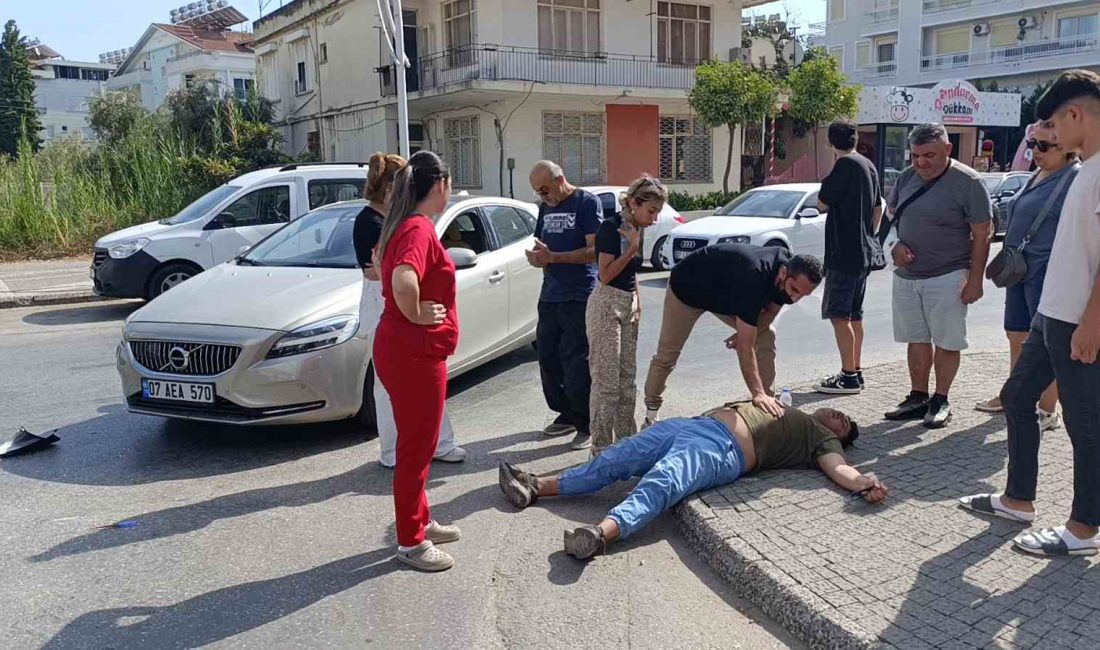 MANAVGAT’TA MOTOSİKLET İLE OTOMOBİLİN ÇARPIŞMASI SONUCU MEYDANA GELEN MOTOSİKLET KAZASINDA