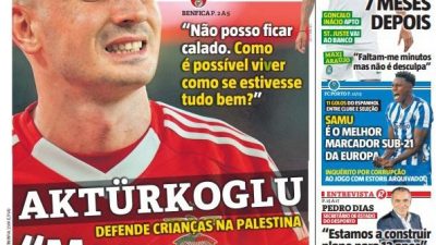 RECORD GAZETESİ, MİLLİ FUTBOLCU KEREM AKTÜRKOĞLU'NUN, İSRAİL'İN FİLİSTİN'E YAPTIĞI SALDIRILARLA