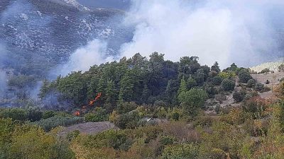 ANTALYA'NIN KUMLUCA İLÇESİNDE ÇIKAN ORMAN YANGINI, HAVADAN KARADAN MÜDAHALEYLE 2