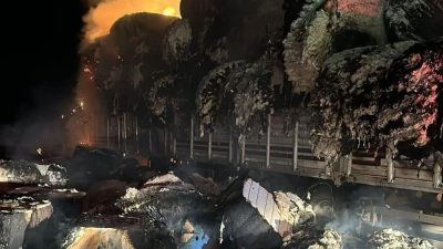 PAMUK YÜKLÜ TIR YANDI