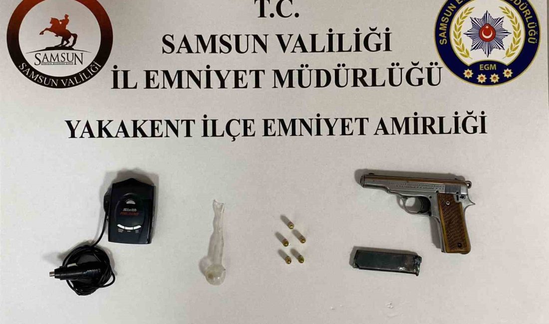 SAMSUN'DA NARKO ALAN UYGULAMASI YAPAN POLİS, SİLAH VE RADAR TESPİT
