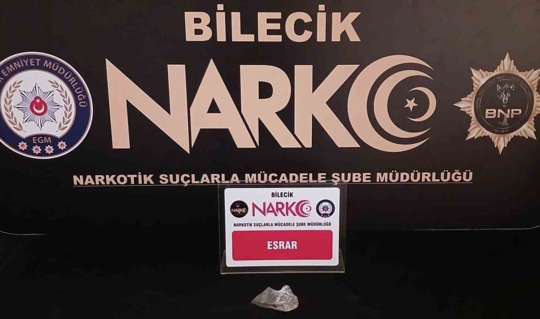 BİLECİK’TE YEMİN TÖRENİNE GELEN ŞÜPHELİ ŞAHIS ÜZERİNDE UYUŞTURUCU MADDE ELE