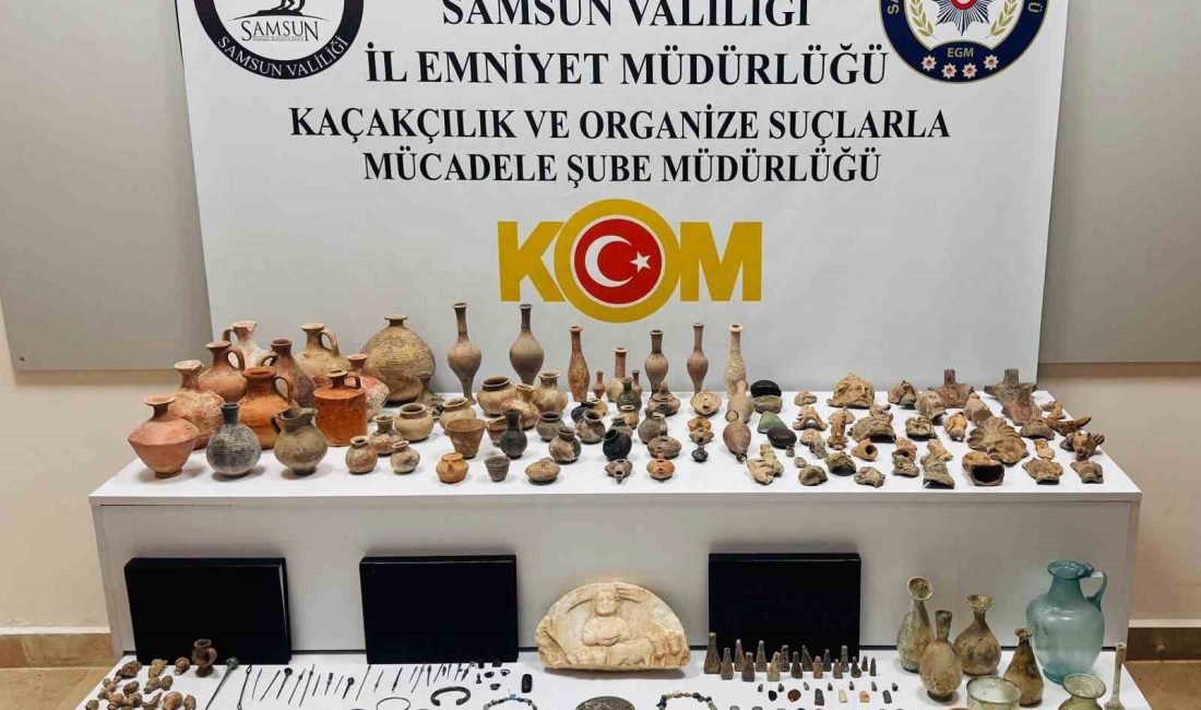 SAMSUN İL EMNİYET MÜDÜRLÜĞÜ EKİPLERİNCE ATAKUM İLÇESİNDE TARİHİ ESER KAÇAKÇILIĞI