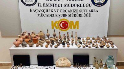 SAMSUN İL EMNİYET MÜDÜRLÜĞÜ EKİPLERİNCE ATAKUM İLÇESİNDE TARİHİ ESER KAÇAKÇILIĞI