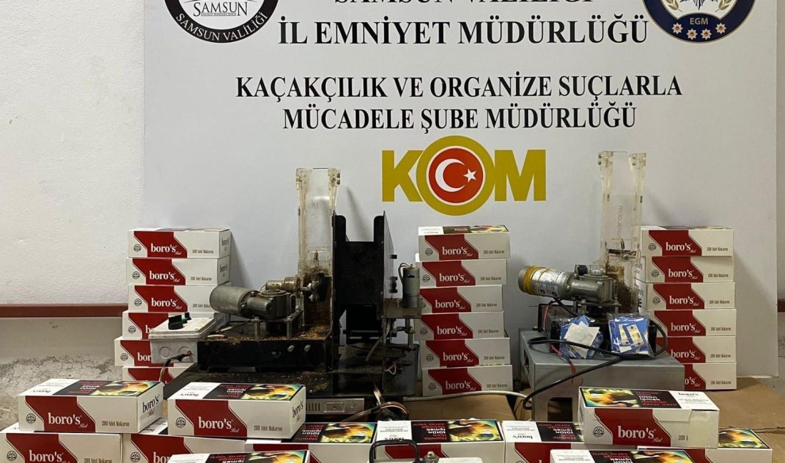 SAMSUN'DA EMNİYET EKİPLERİ TARAFINDAN DÜZENLENEN OPERASYONDA SİGARA SARMA MAKİNELERİ VE