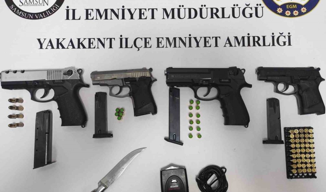 SAMSUN’DA NARKO ALAN UYGULAMALARINDA RUHSATSIZ TABANCA VE RADAR CİHAZI ELE