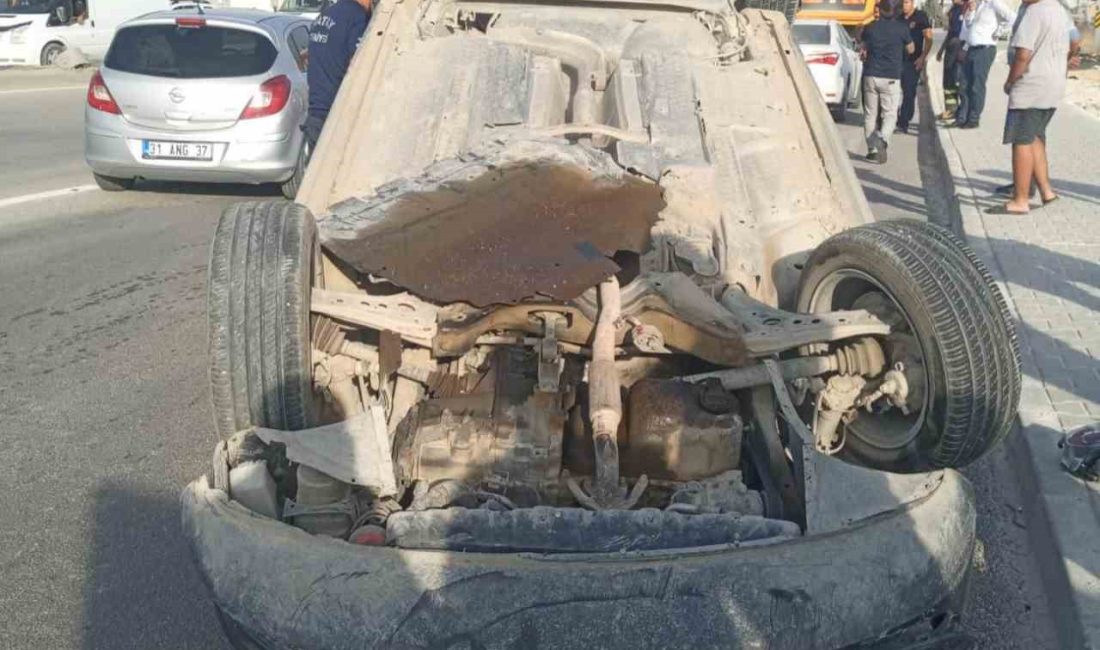 HATAY’DA TAKLA ATARAK TERS DÖNEN OTOMOBİLİN SÜRÜCÜSÜ YARALANDI.
