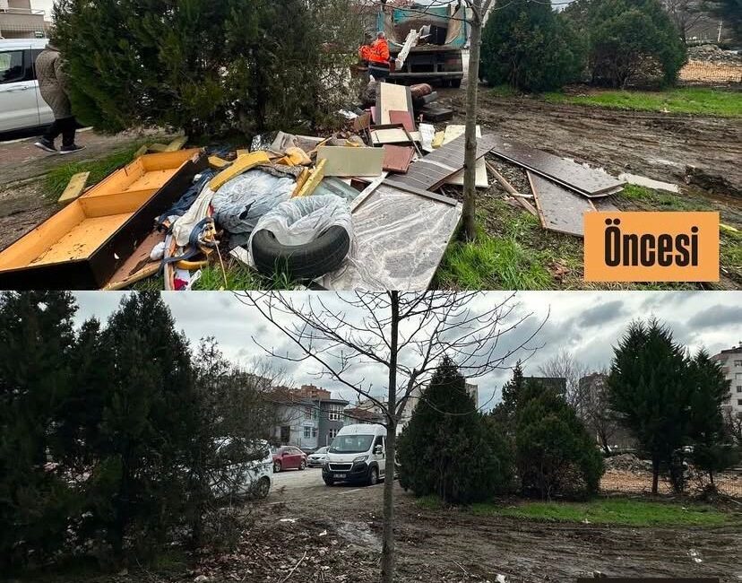 Bursa’nın Nilüfer ilçesinde sokağa atılan kullanılmaz durumdaki eşyalar, Nilüfer Belediyesi