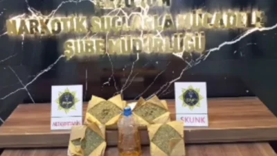 Erzurum Cumhuriyet Başsavcılığı koordinesinde yürütülen operasyonda 7,3 kilo skunk ve