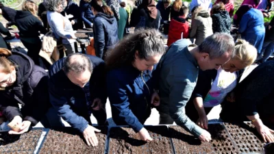 Bornova Belediyesi’nin Evka 4 Kent Bostanı’nda kadın üreticiler, yerel tohum