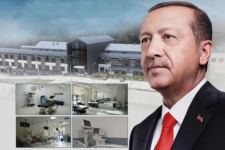 Rize'nin Güneysu ilçesinde yapımı tamamlanan Tenzile Erdoğan İlçe Devlet Hastanesi