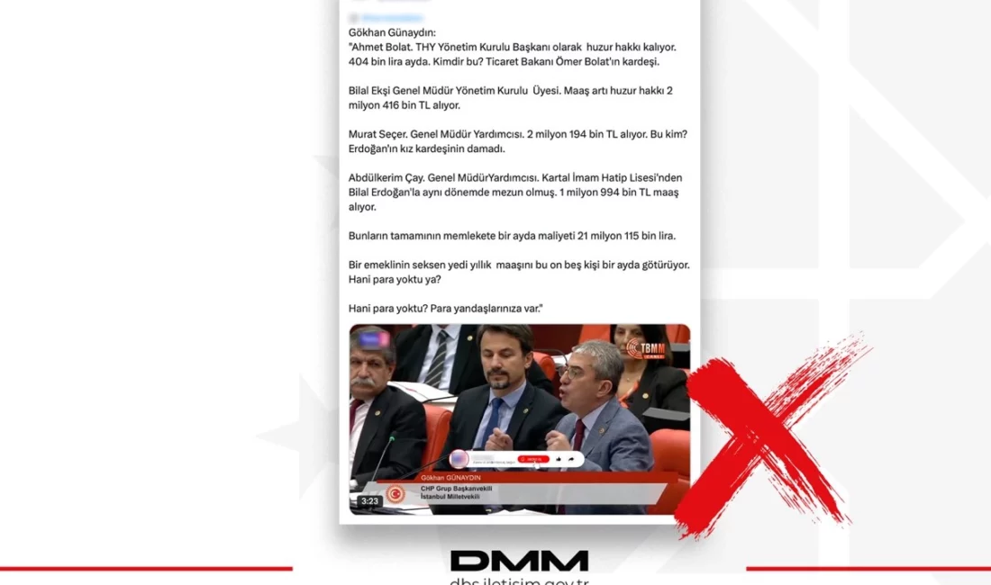 İletişim Başkanlığı Dezenformasyonla Mücadele Merkezi, Türk Hava Yolları hakkında bazı