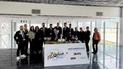 Milas-Bodrum Havalimanı, SunExpress’in Frankfurt’tan gerçekleştirdiği sezonun ilk dış hat uçuşunu