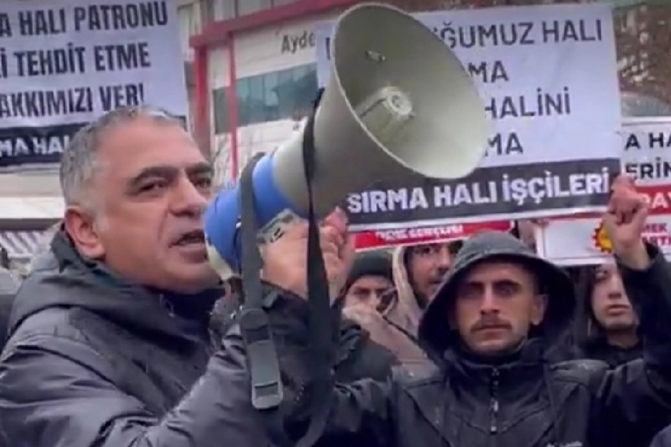 Başpınar OSB’deki Sırma Halı fabrikasında aylıklarını alamayan işçilere destek veren