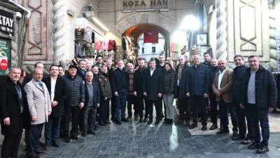 BTSO Başkanı İbrahim Burkay ve beraberindeki heyet, Tarihi Çarşı ve