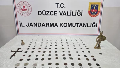 Düzce’de düzenlenen operasyonda Roma ve Bizans dönemlerine ait olduğu değerlendirilen
