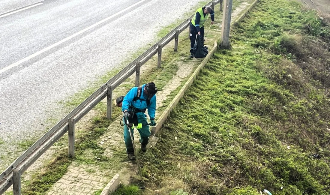 Kocaeli Büyükşehir Belediyesi, kent genelinde yol kenarları ve kaldırımlarda temizlik