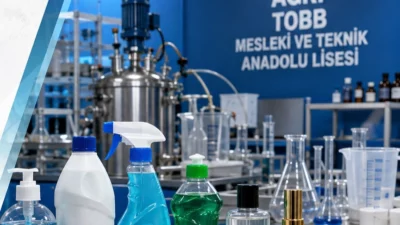 Ağrı TOBB Mesleki ve Teknik Anadolu Lisesi öğrencileri, okul laboratuvarlarında