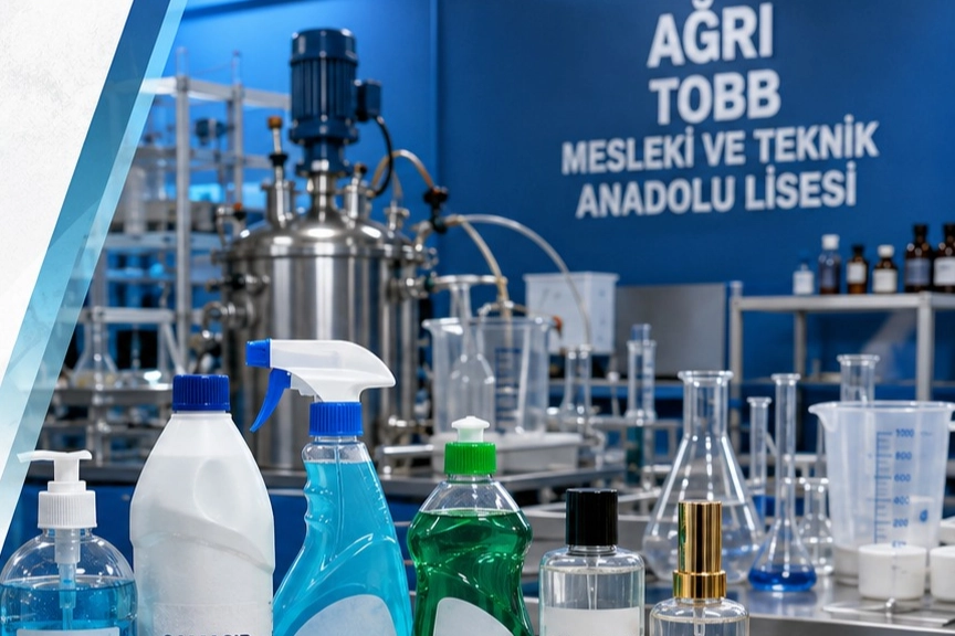 Ağrı TOBB Mesleki ve Teknik Anadolu Lisesi öğrencileri, okul laboratuvarlarında