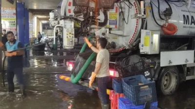 Manisa Salihli'de meydana gelen sel felaketi sonrası Manisa Büyükşehir Belediyesi
