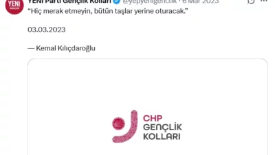 CHP Gençlik Kolları, sosyal medya hesabının YENİ Parti Gençlik Kolları