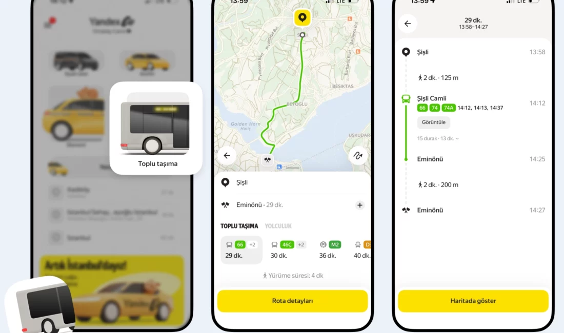 Yandex Go'ya eklenen yeni özellik sayesinde, rota seçmekten sefer saatlerini