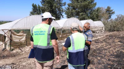 Antalya Büyükşehir Belediyesi ekipleri, Aksu ve Serik’te yangından etkilenen vatandaşların